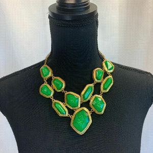 Amrita Singh green gold tone chunky statement necklace